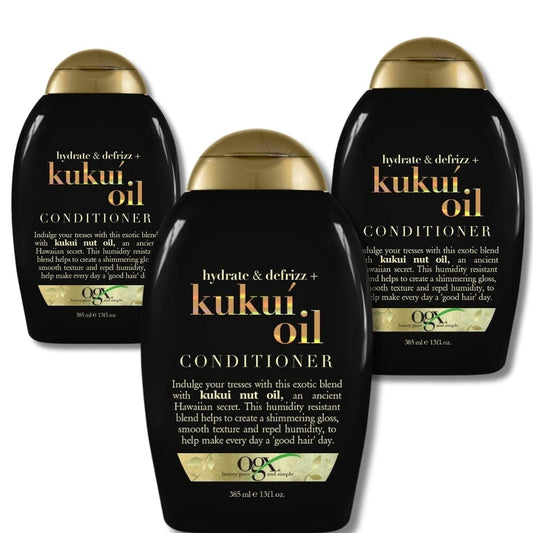 OGX Hydrate and Defrizz Kukuí Oil Conditioner 385ml 3 Pack