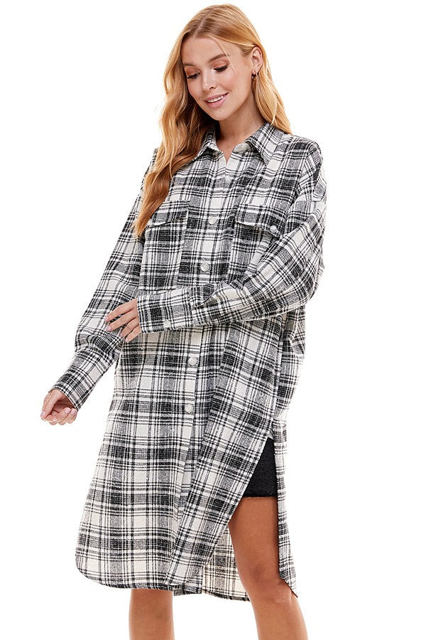 Oversized Long Plaid Shacket