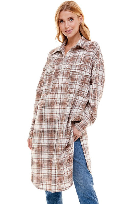 Oversized Long Plaid Shacket