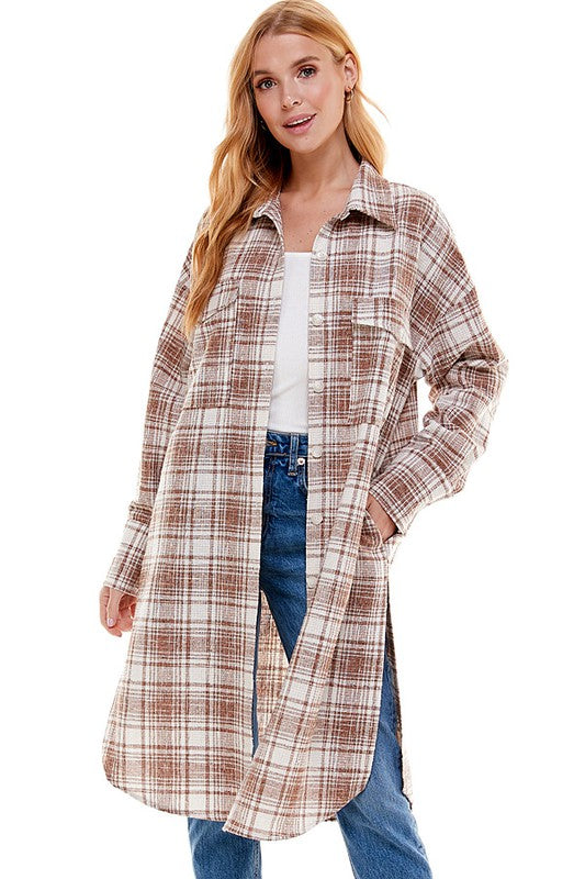 Oversized Long Plaid Shacket