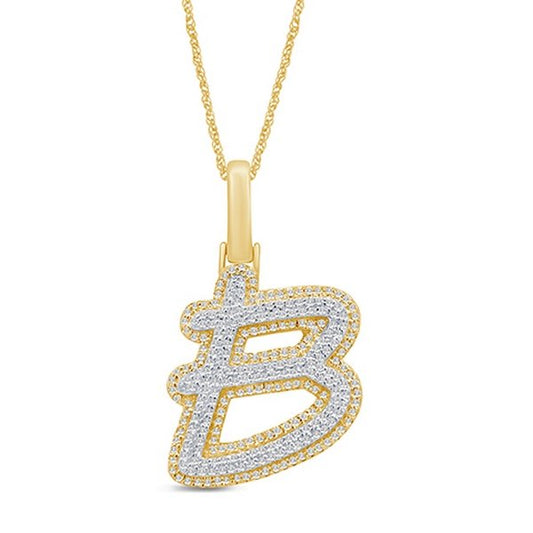 10K 0.43CT ALPHABET MP TREE FONT "INITIAL B" PENDANT