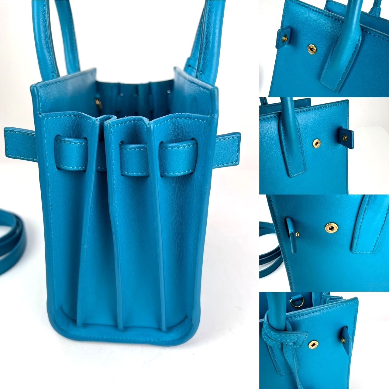 Saint Laurent Sac De Jour Blue Leather Crossbody Hand Bag