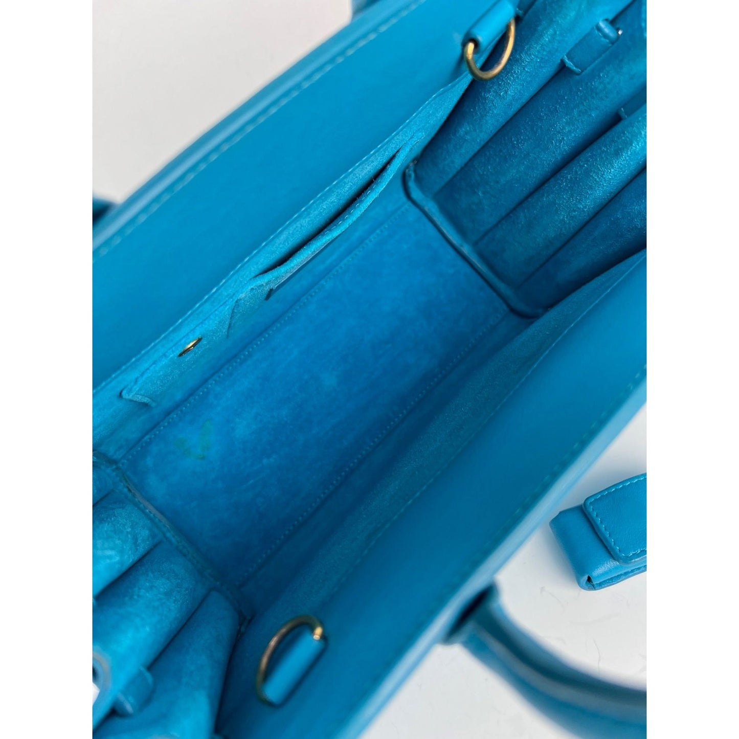 Saint Laurent Sac De Jour Blue Leather Crossbody Hand Bag