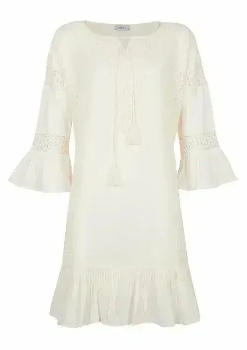 Paradiso Lace Trim Tunic Dress | Cotton Gauze | Femstylo