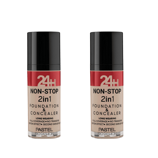 Pastel 24H Non-Stop 2in1 Foundation & Concealer - 602 Light Porcelain 2 Pack