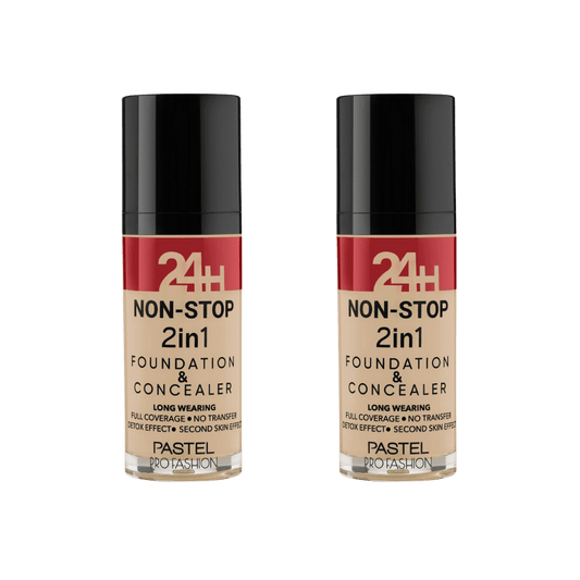 Pastel 24H Non-Stop 2in1 Foundation & Concealer - 604 Vanilla 2 Pack