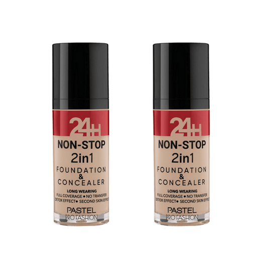 Pastel 24H Non-Stop 2in1 Foundation & Concealer - 606 Warm 2 Pack