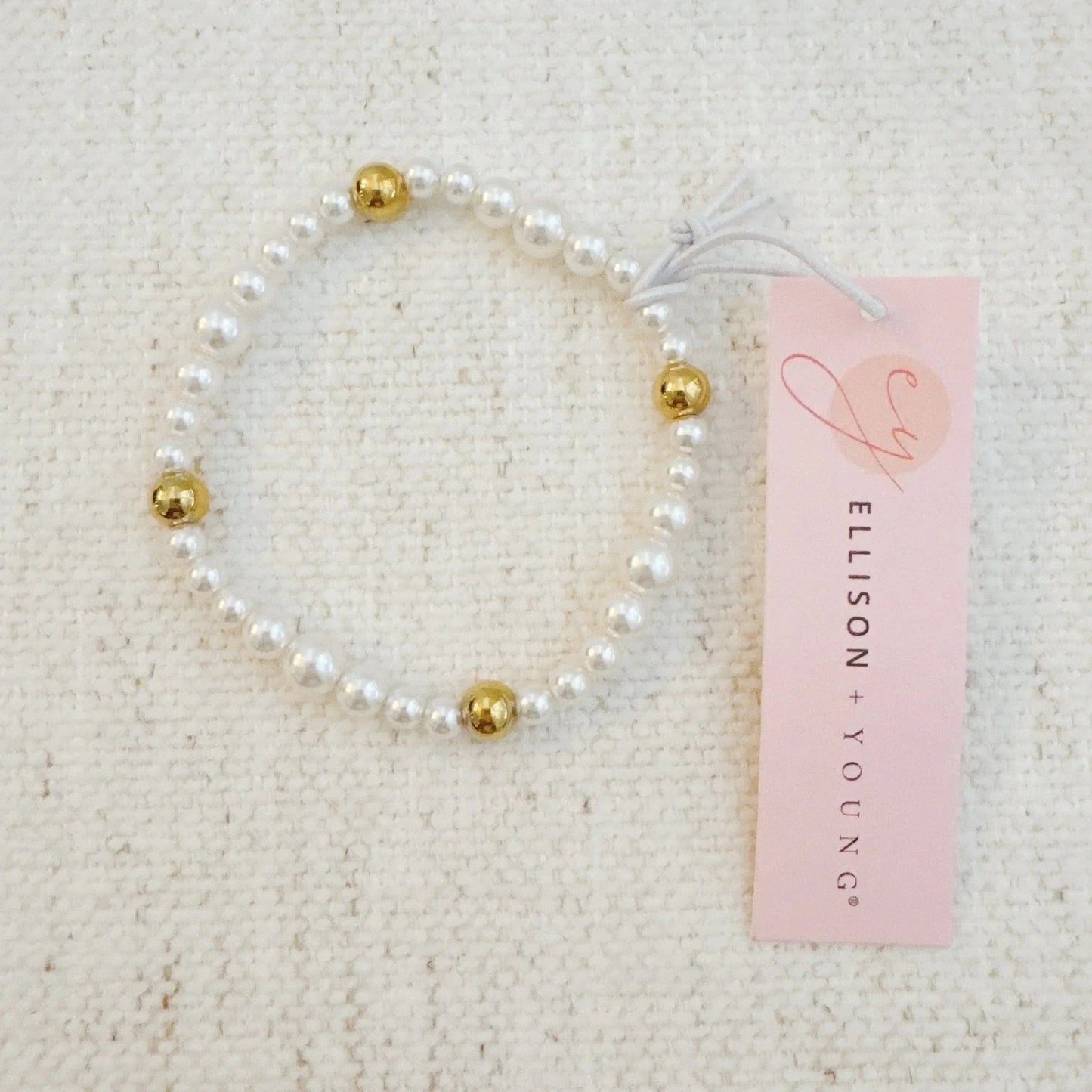 Pearl & Gold Beaded Stretch Bracelet