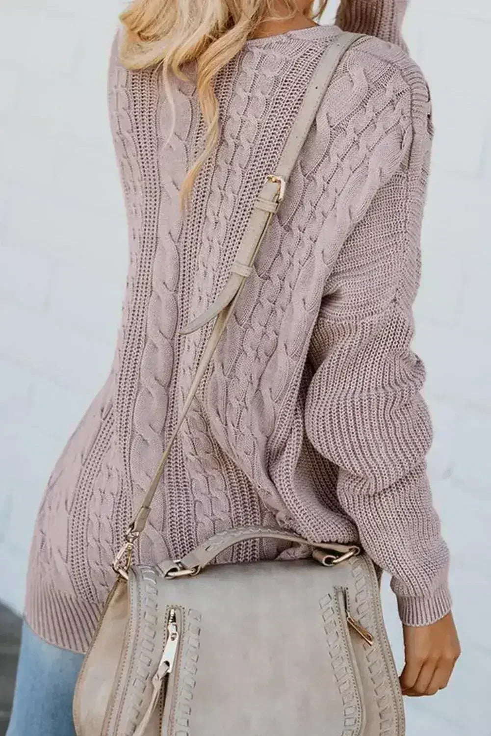 Pink Love Letters Lace Up Cable Knit Sweater