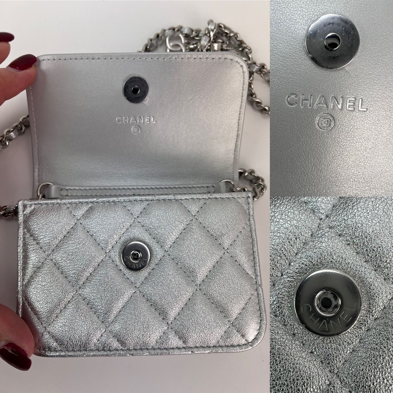 Sac à bandoulière Chanel en cuir de chèvre métallisé matelassé avec rabat étoile