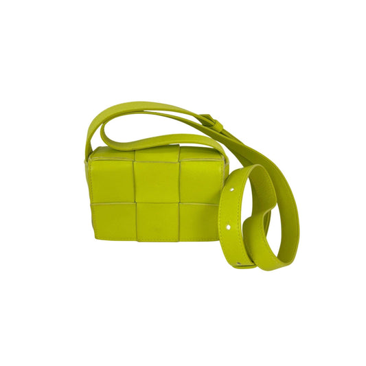 BOTTEGA VENETA Intrecciato Mini Cassette Lime Green Lambskin Crossbody Bag