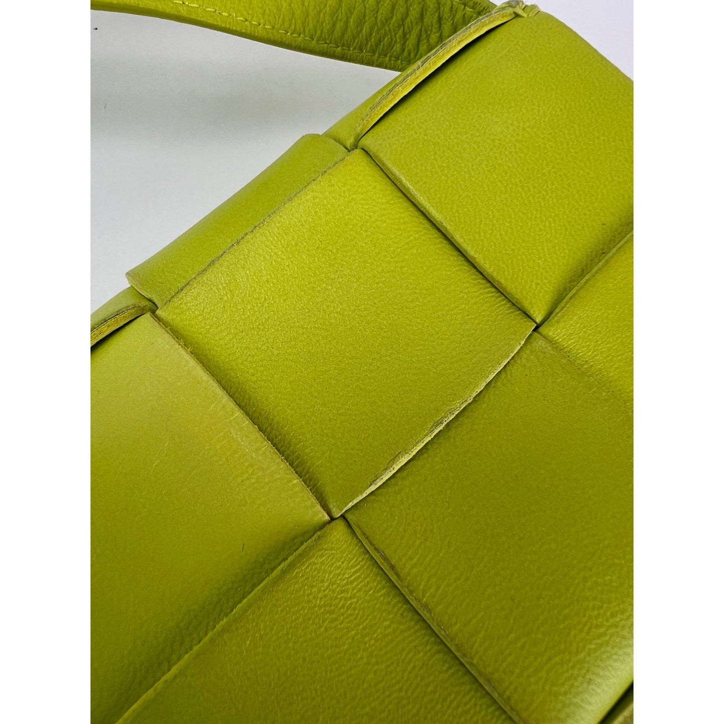 BOTTEGA VENETA Intrecciato Mini Cassette Lime Green Lambskin Crossbody Bag