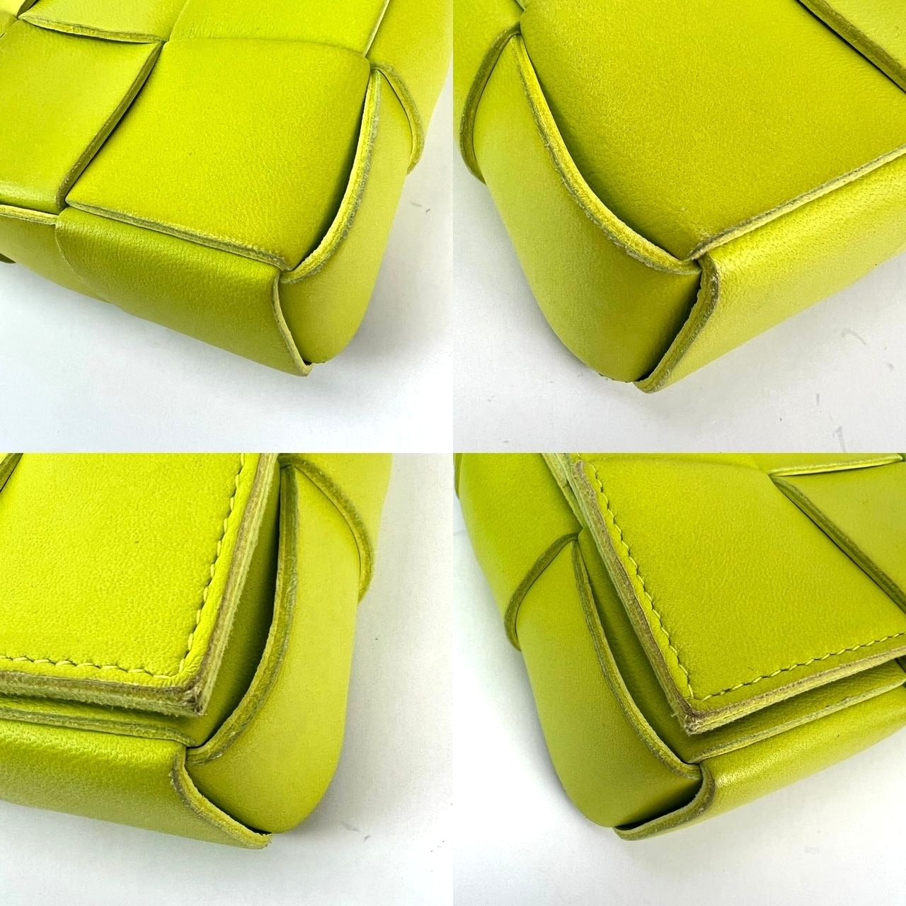 BOTTEGA VENETA Intrecciato Mini Cassette Lime Green Lambskin Crossbody Bag