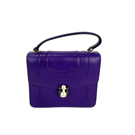 Sac bandoulière Bvlgari Serpenti Forever en cuir de veau violet