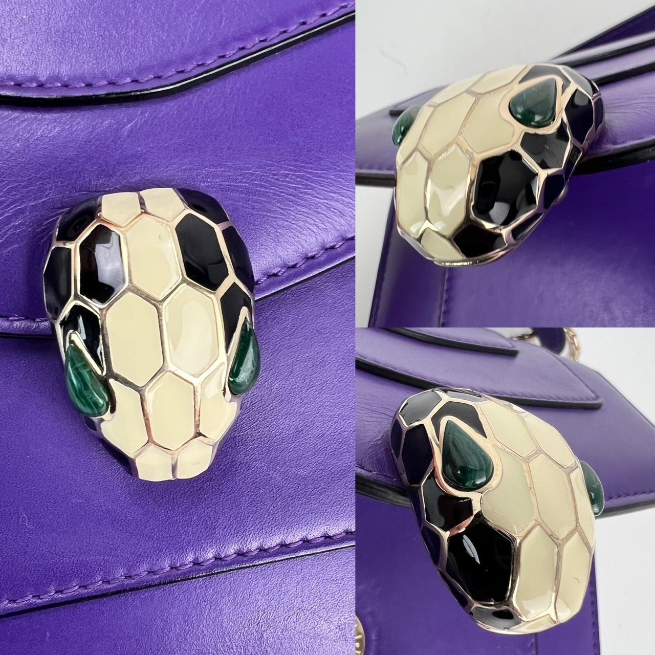 Sac bandoulière Bvlgari Serpenti Forever en cuir de veau violet