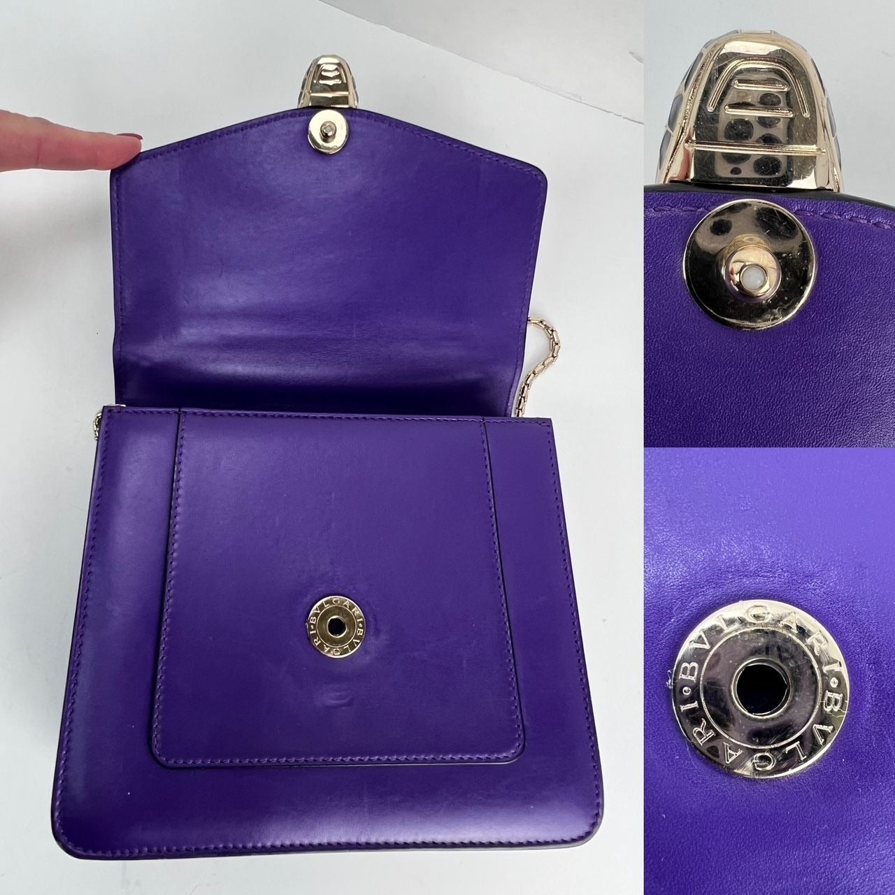Sac bandoulière Bvlgari Serpenti Forever en cuir de veau violet