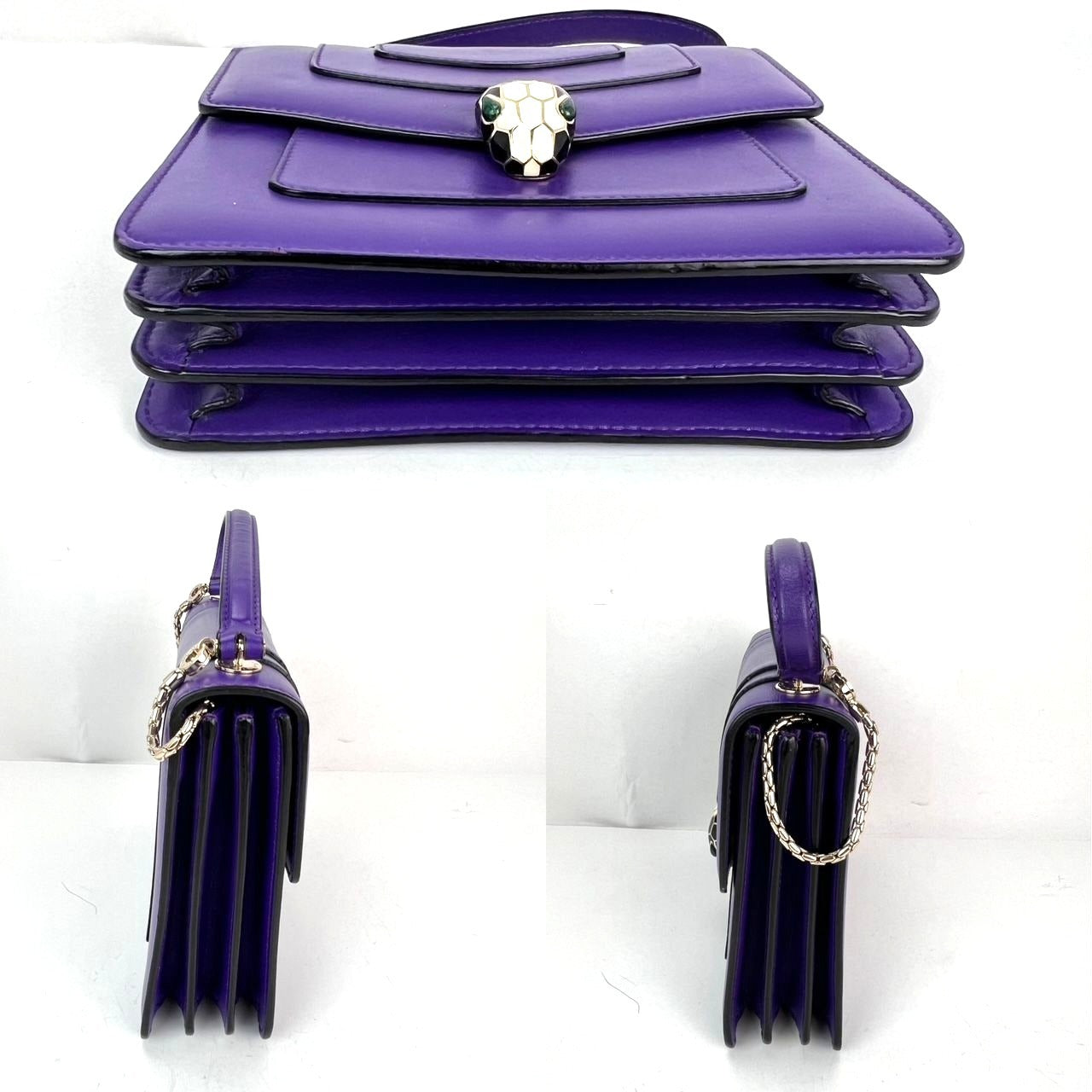 Sac bandoulière Bvlgari Serpenti Forever en cuir de veau violet