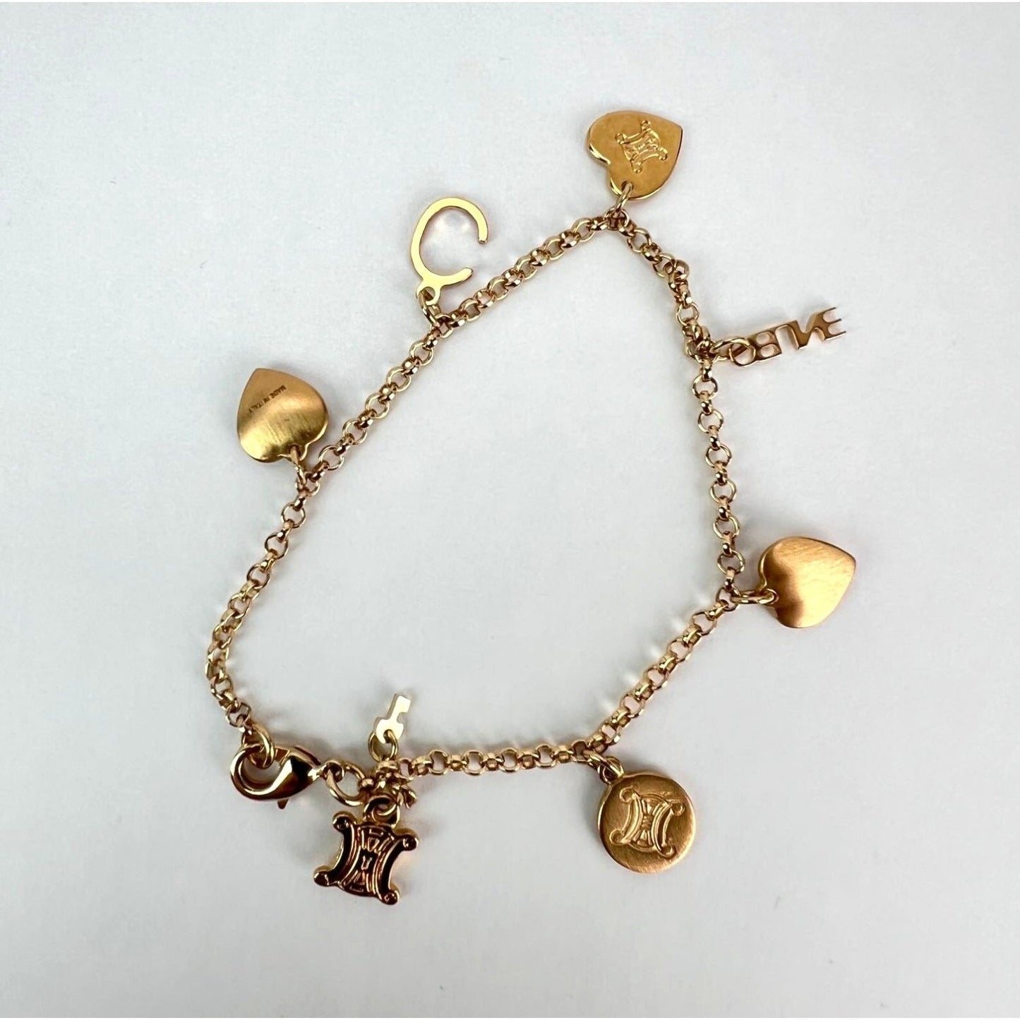Celine Triomphe Gold metal Charm Bracelet