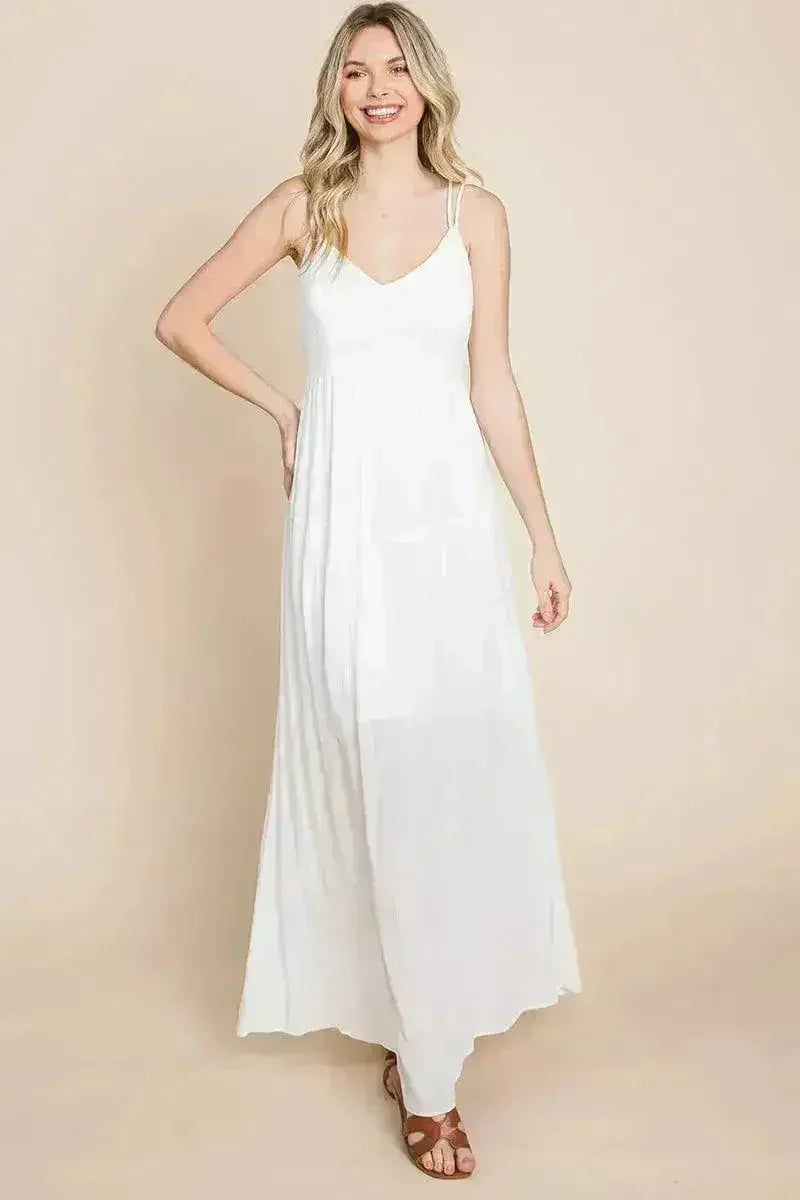 Beach Maxi Bridesmaid Dress with Criss Cross Back