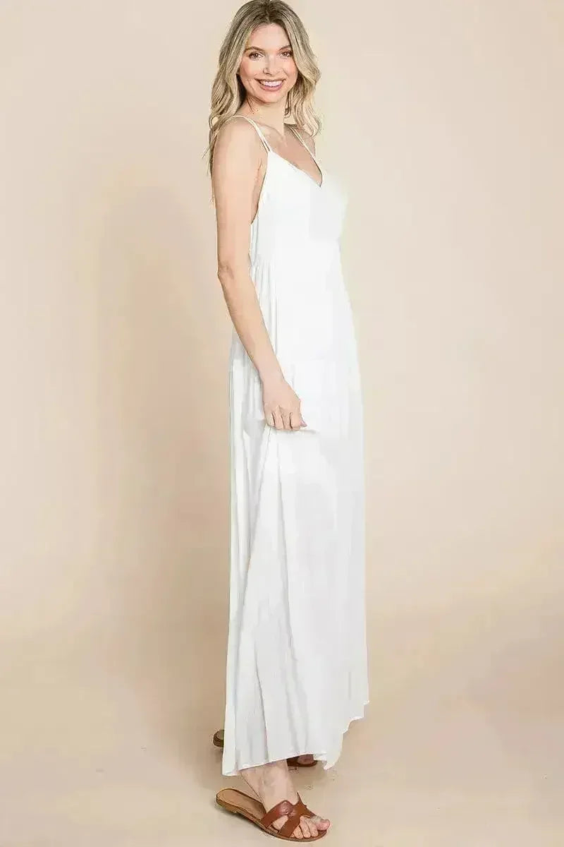 Beach Maxi Bridesmaid Dress with Criss Cross Back