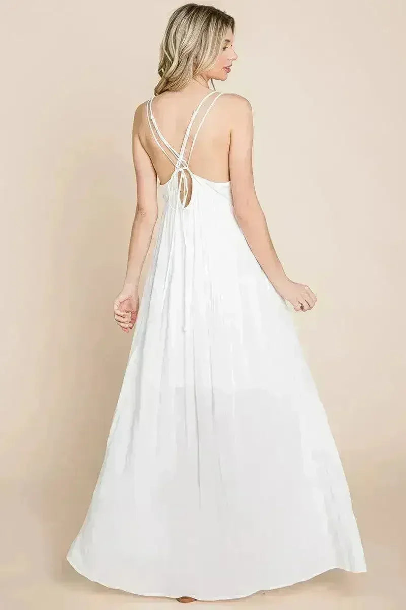 Beach Maxi Bridesmaid Dress with Criss Cross Back