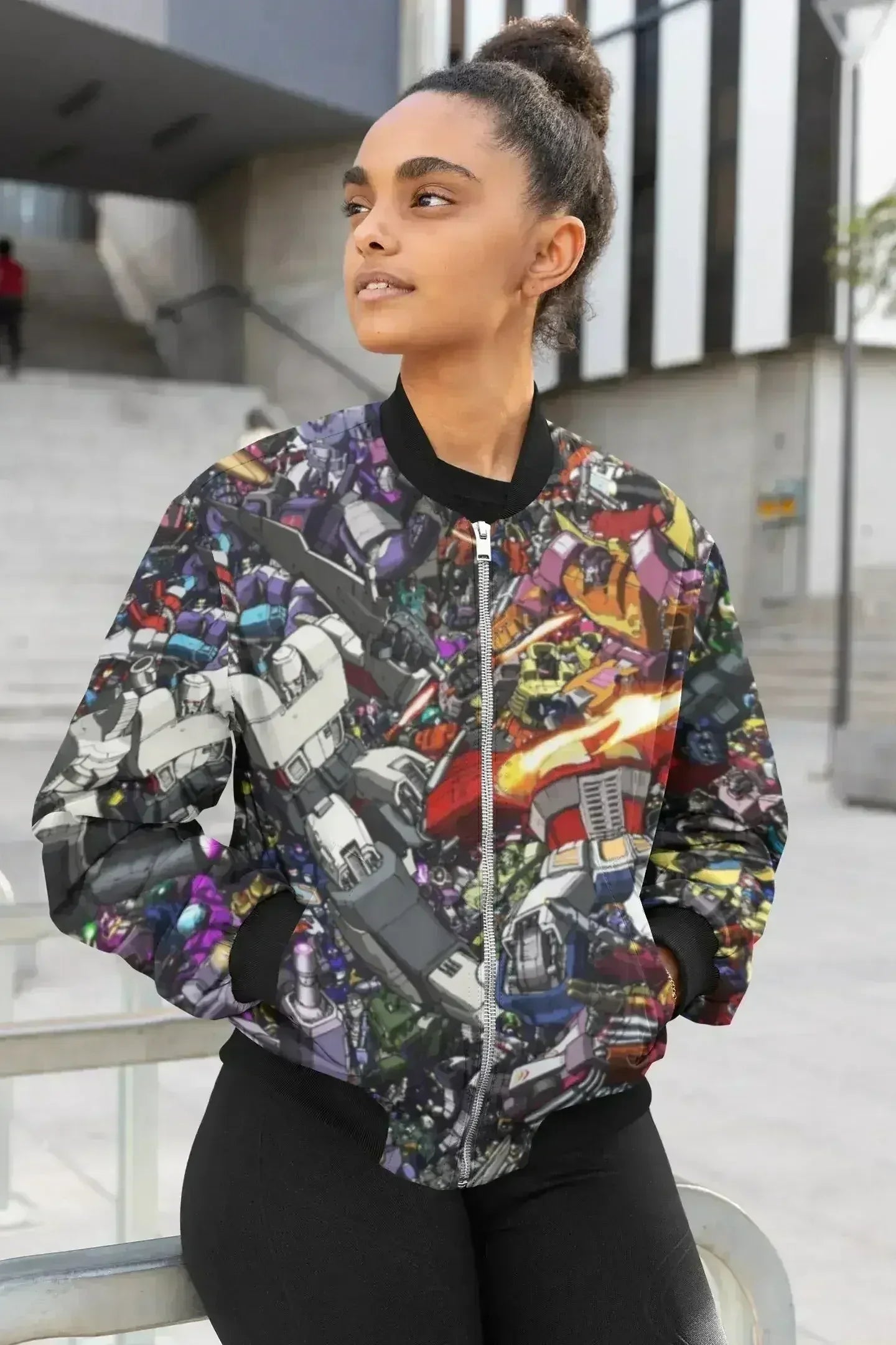 Abstract Adventure Female Bomber Jacket