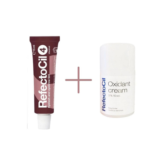 RefectoCil Eyebrow and Eyelash Dye No:4 Chestnut 15 ml +RefectoCil 3% 10 vol. Cream Oxidant 100 ml