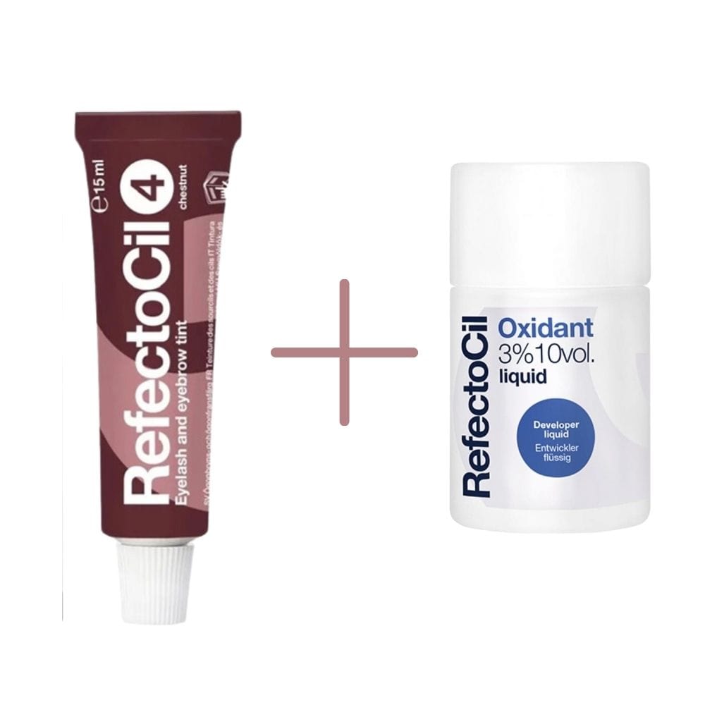 RefectoCil Eyebrow and Eyelash Dye No:4 Chestnut 15 ml +RefectoCil 3% 10 vol. Liquid Oxidant 100 ml