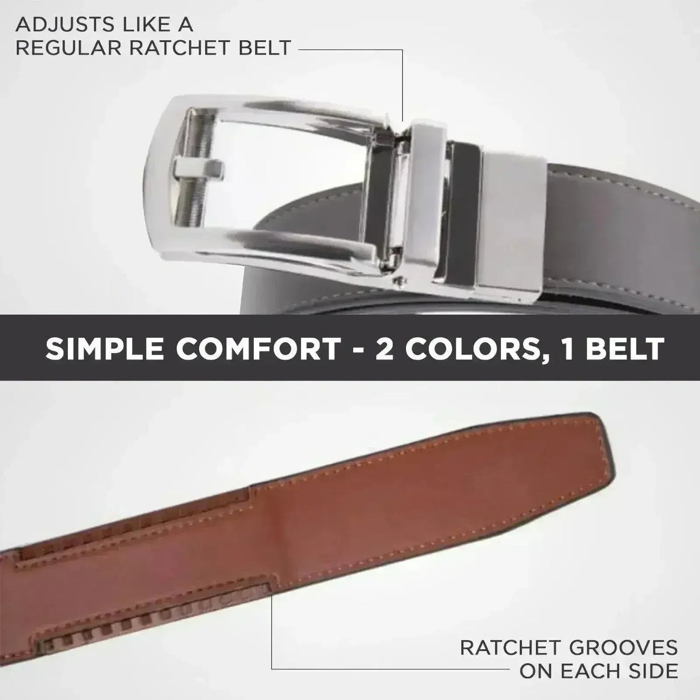 Patented Reversible Ratchet Belt 2 Colors (1 Belt)