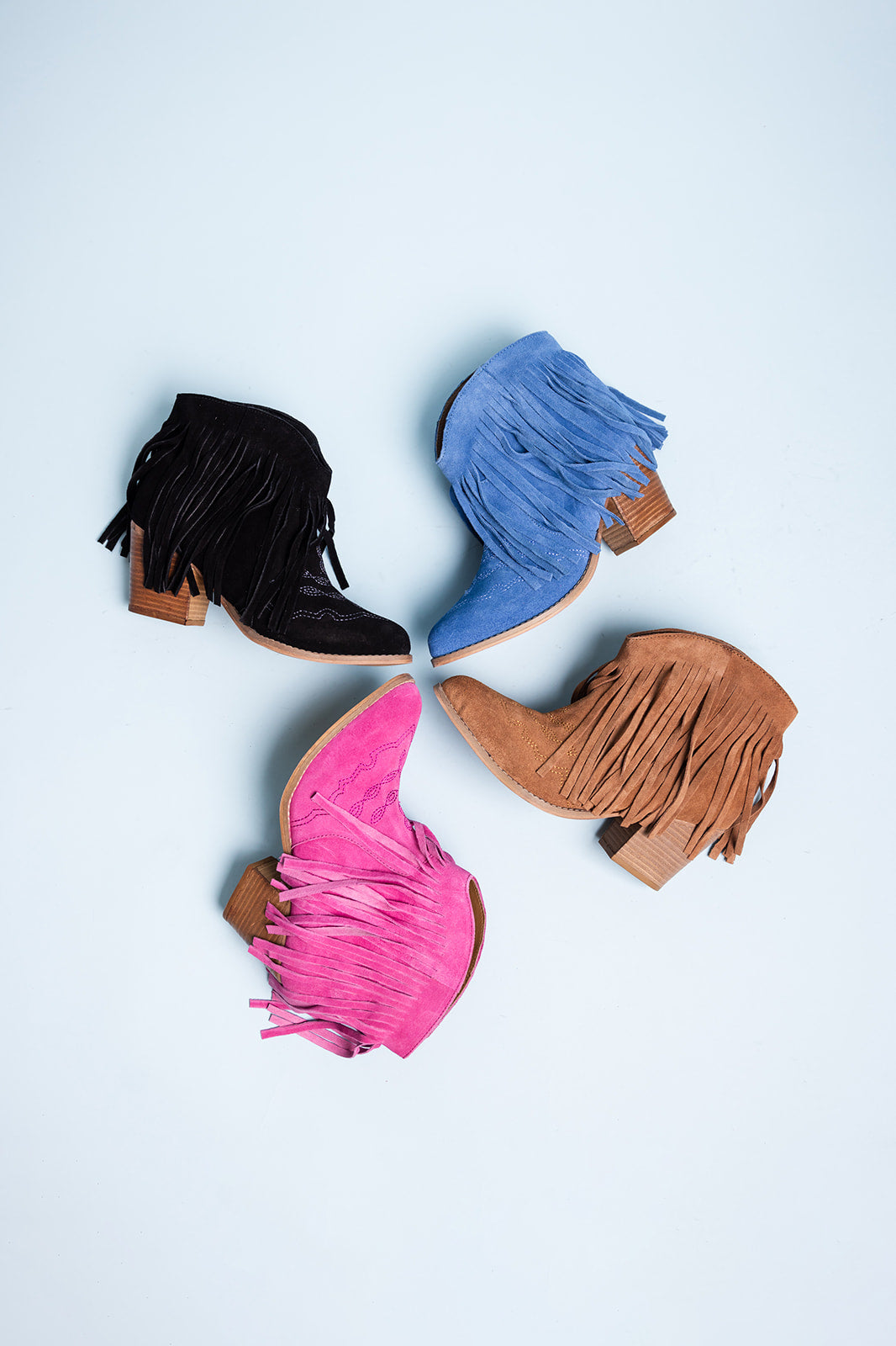 Bottines à franges Amos en daim beige