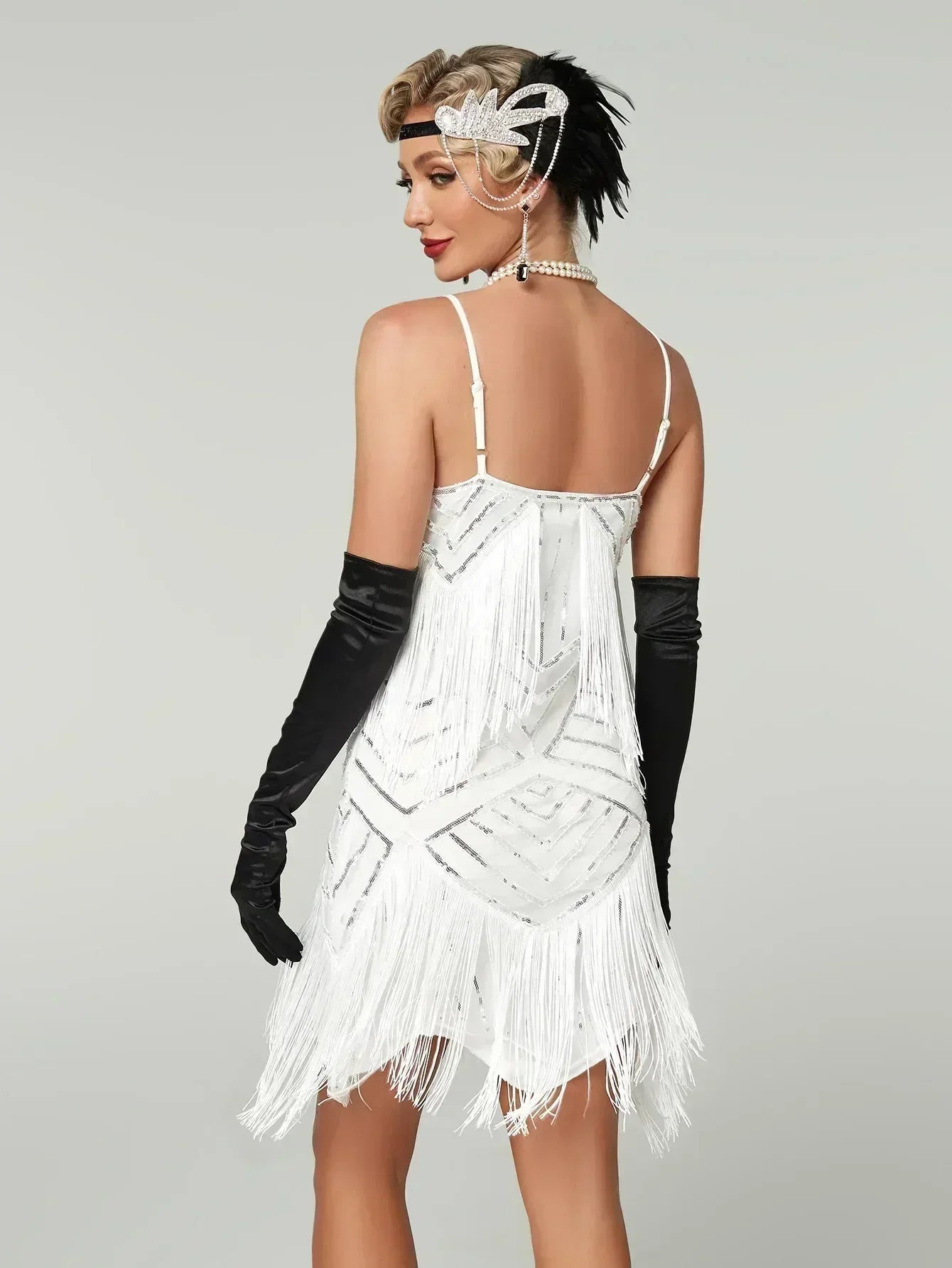 1920s Flapper Dress - Sequin Beaded Gatsby Fringe Mini - Plus Size