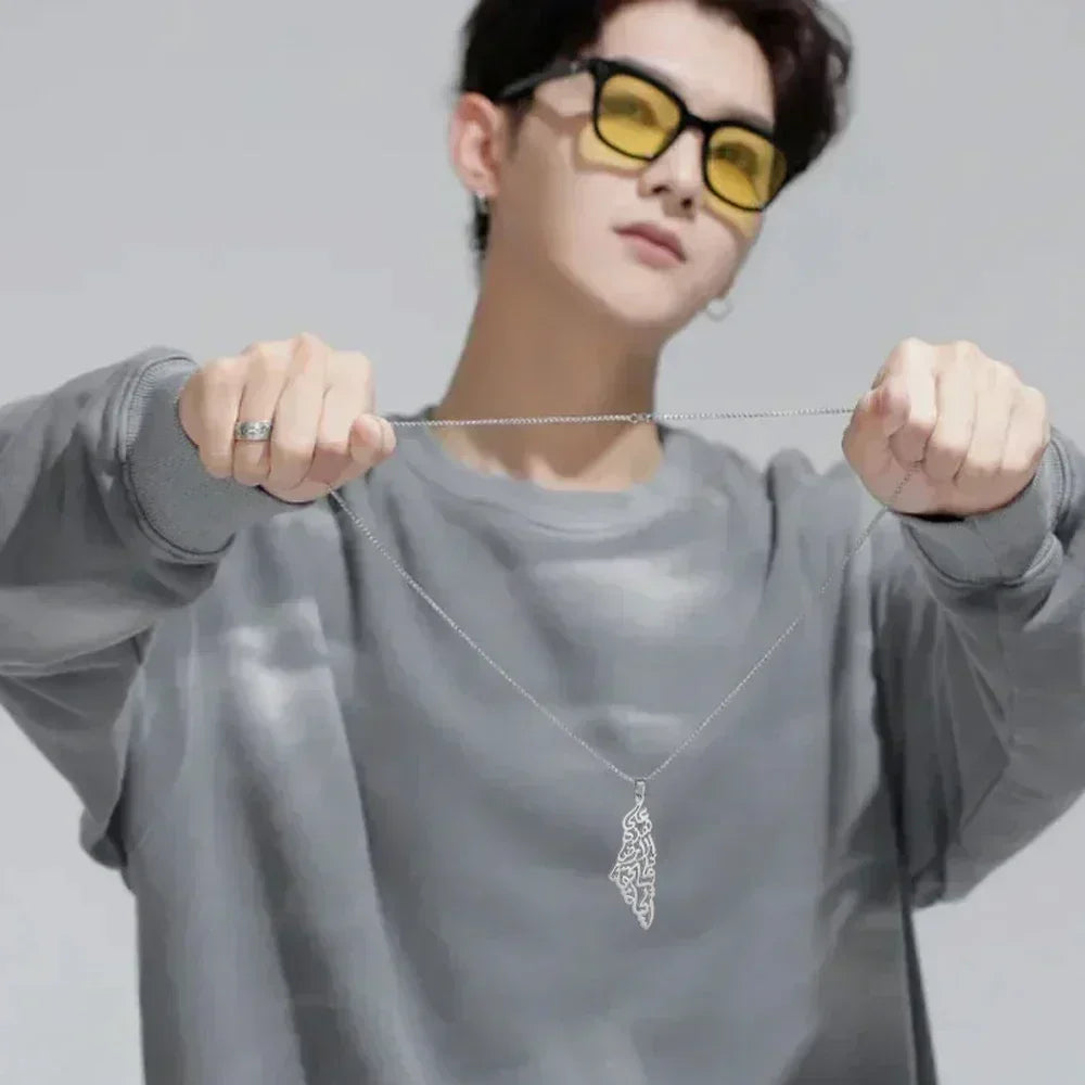 Palestine Map Necklace - Stainless Steel Pendant - Hypoallergenic & Dainty