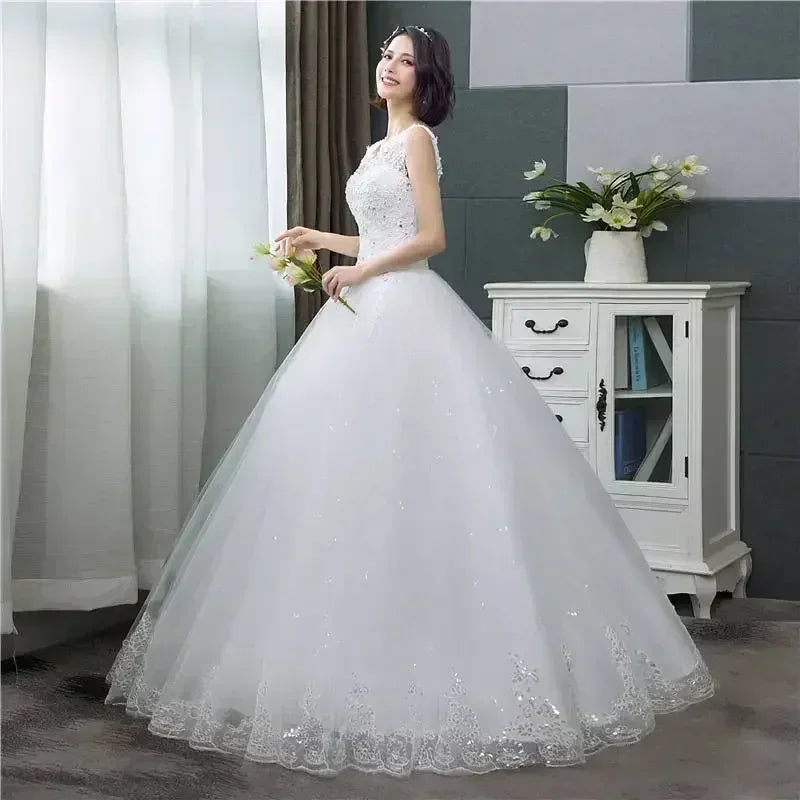 Plus Size Wedding Dress - V-Neck Sequined Ball Gown Customizable | Femstylo
