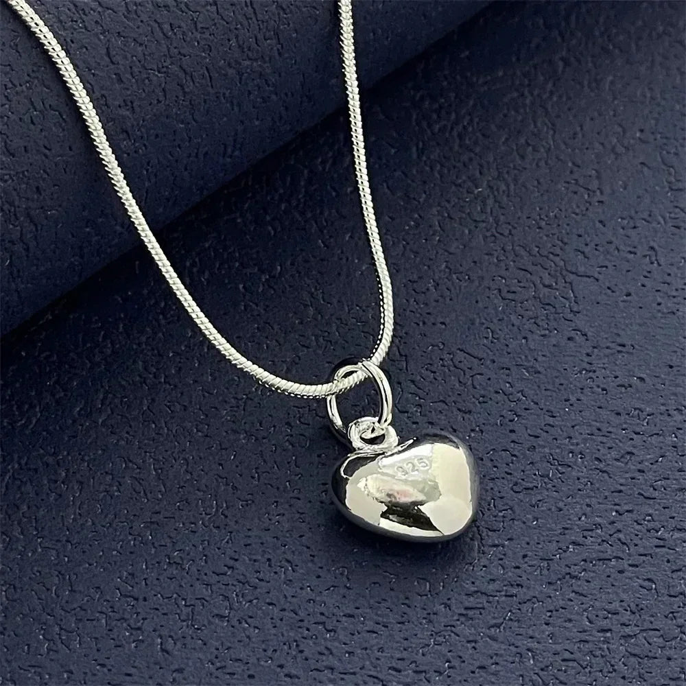 925 Sterling Silver Heart Pendant - Minimalist Fine Jewelry - Gift for Her