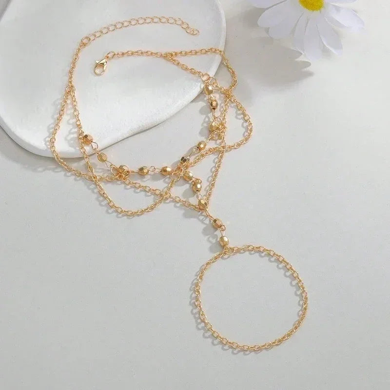 Boho Beaded Anklet for Women - Summer Beach Toe Bracelet, 22+5cm