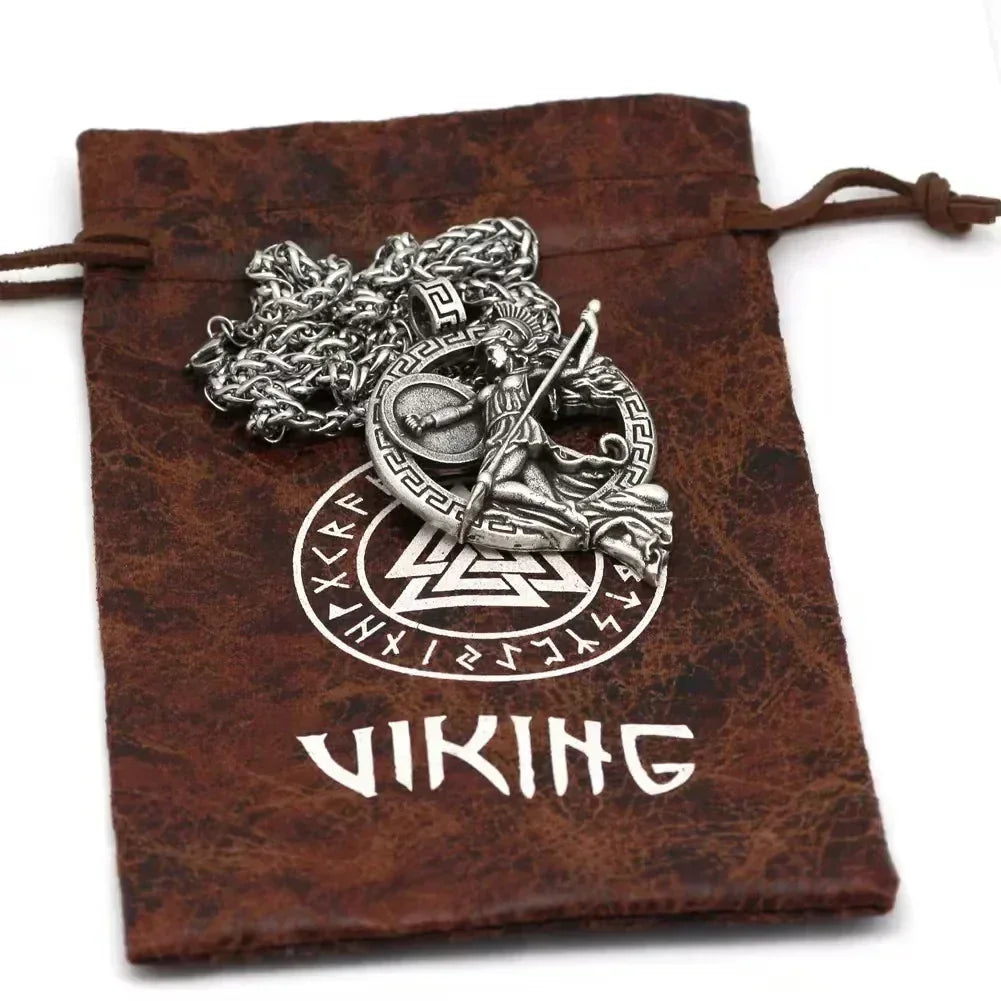 Ancient Greek Warrior Goddess Necklace – Mythological Silver Pendant