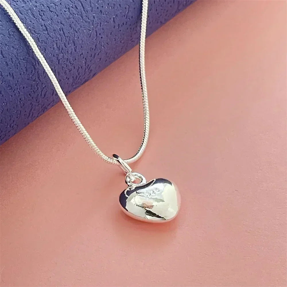 925 Sterling Silver Heart Pendant - Minimalist Fine Jewelry - Gift for Her