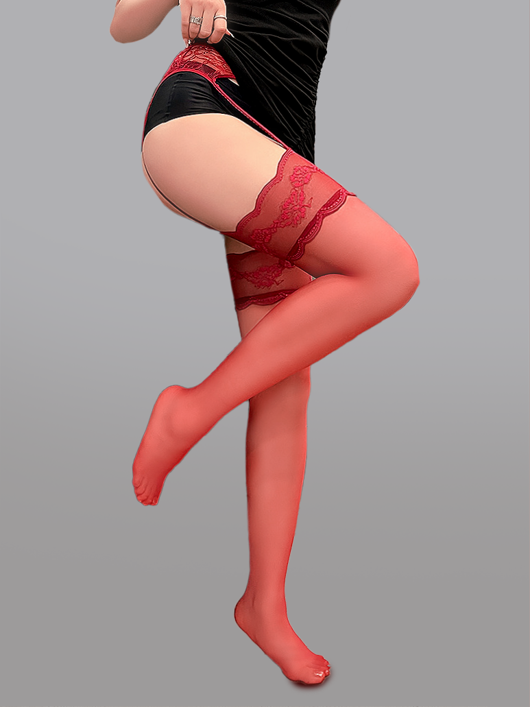 Lace Waist Garter Tights