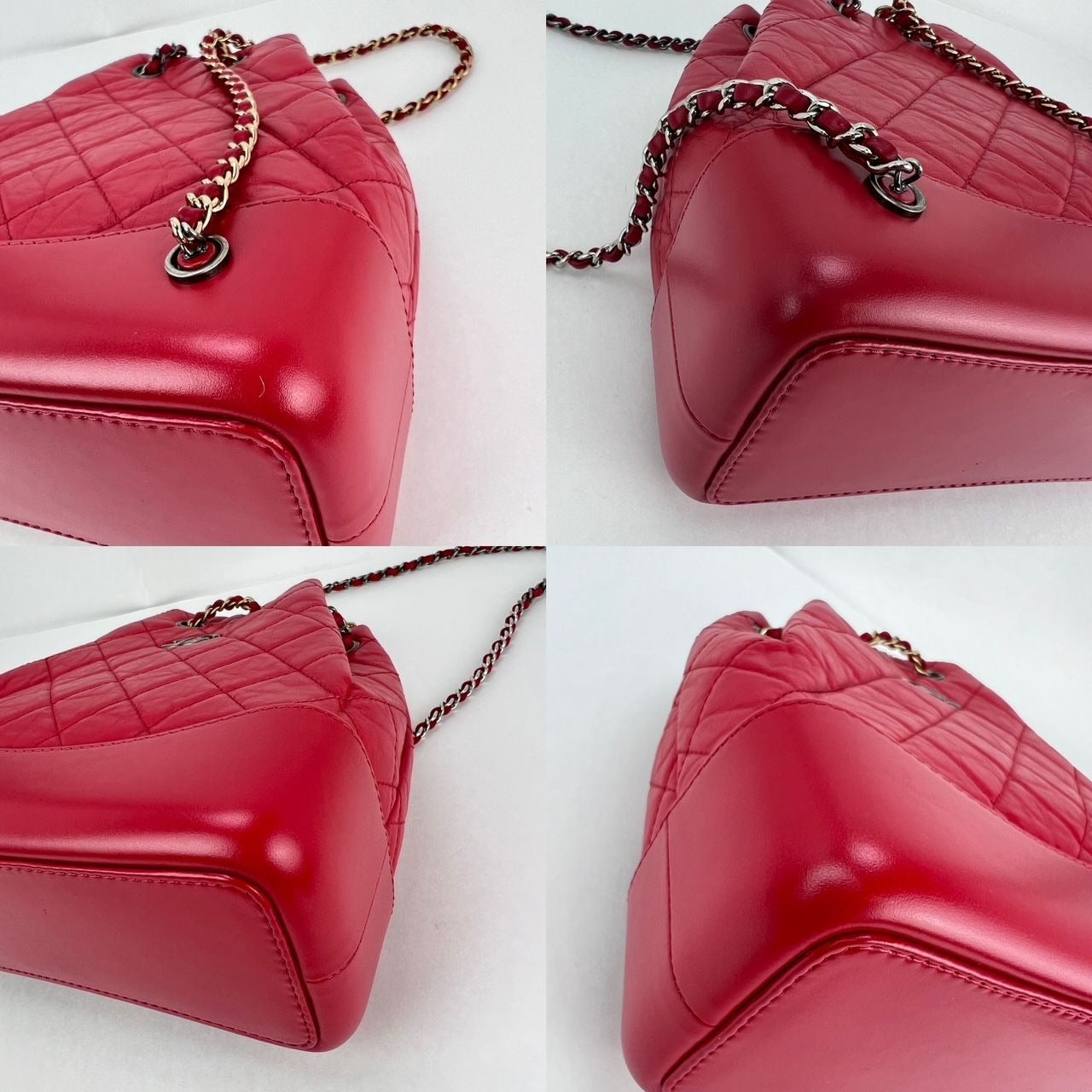 Chanel Aged Calfskin Quilted Small Gabrielle Red Backpack