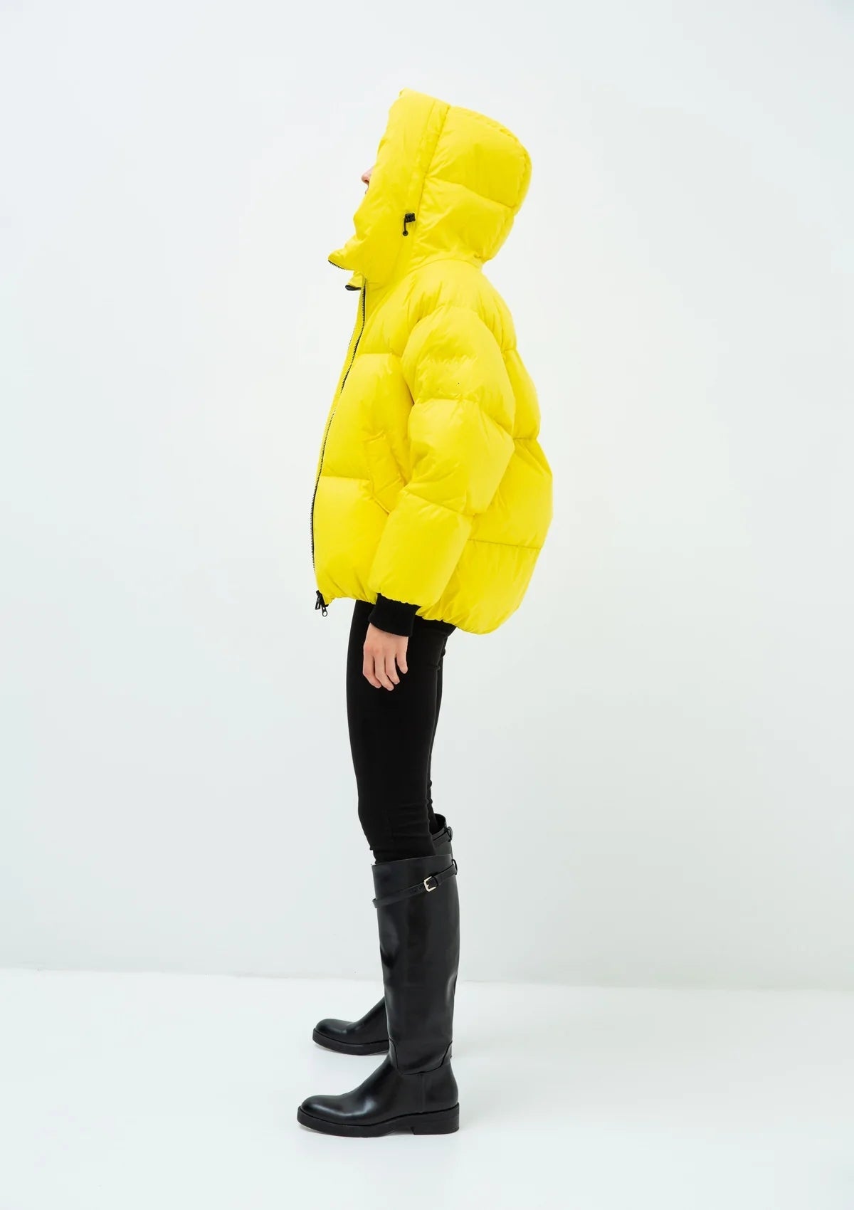 Gisela Premium Hooded Down Puffer Jacket in Yellow