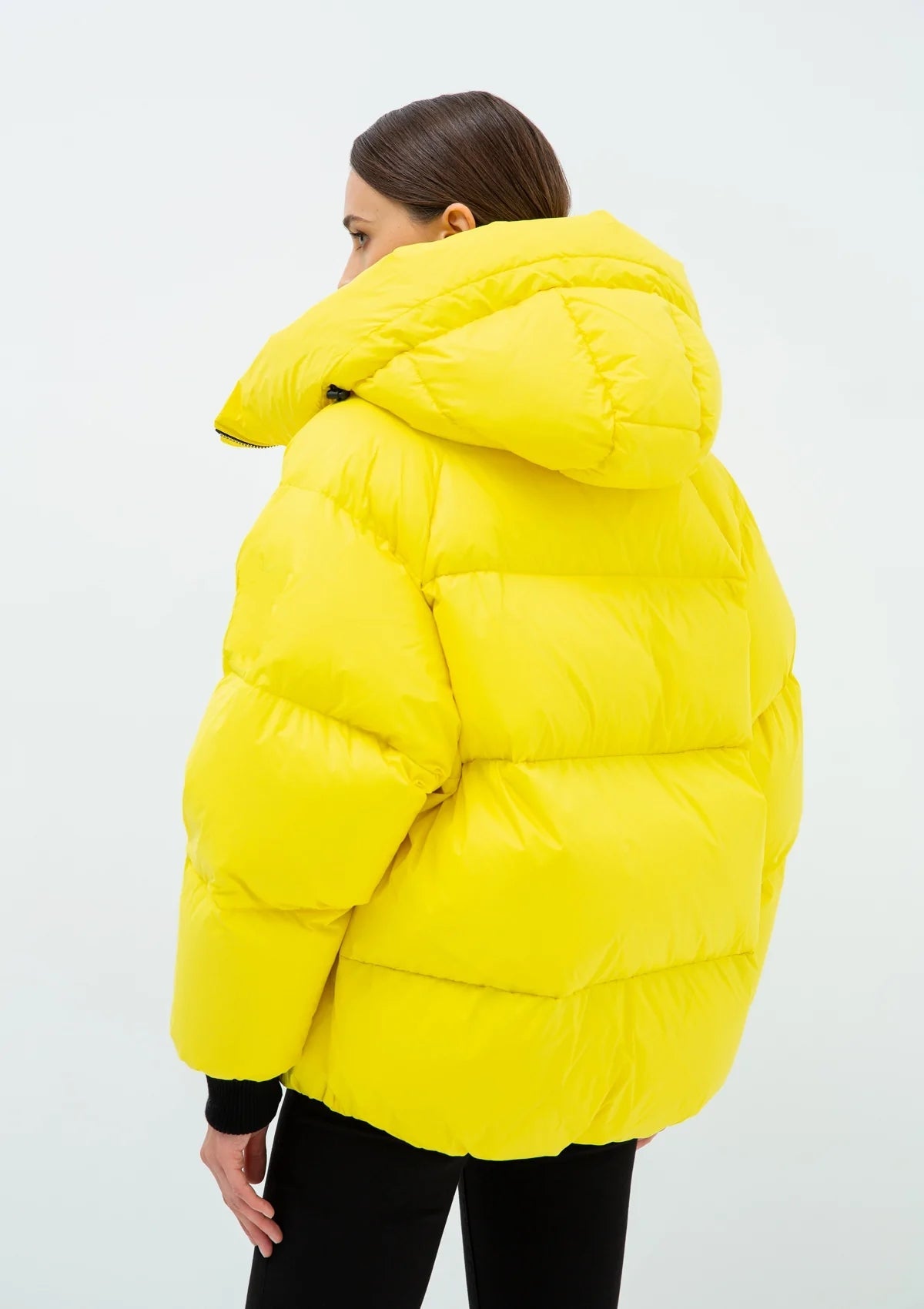 Gisela Premium Hooded Down Puffer Jacket in Yellow