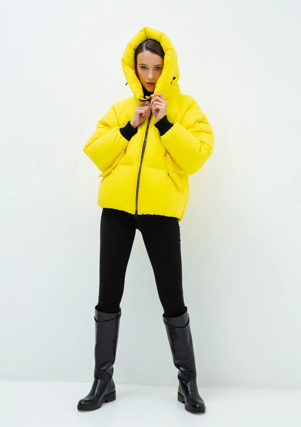 Gisela Premium Hooded Down Puffer Jacket in Yellow