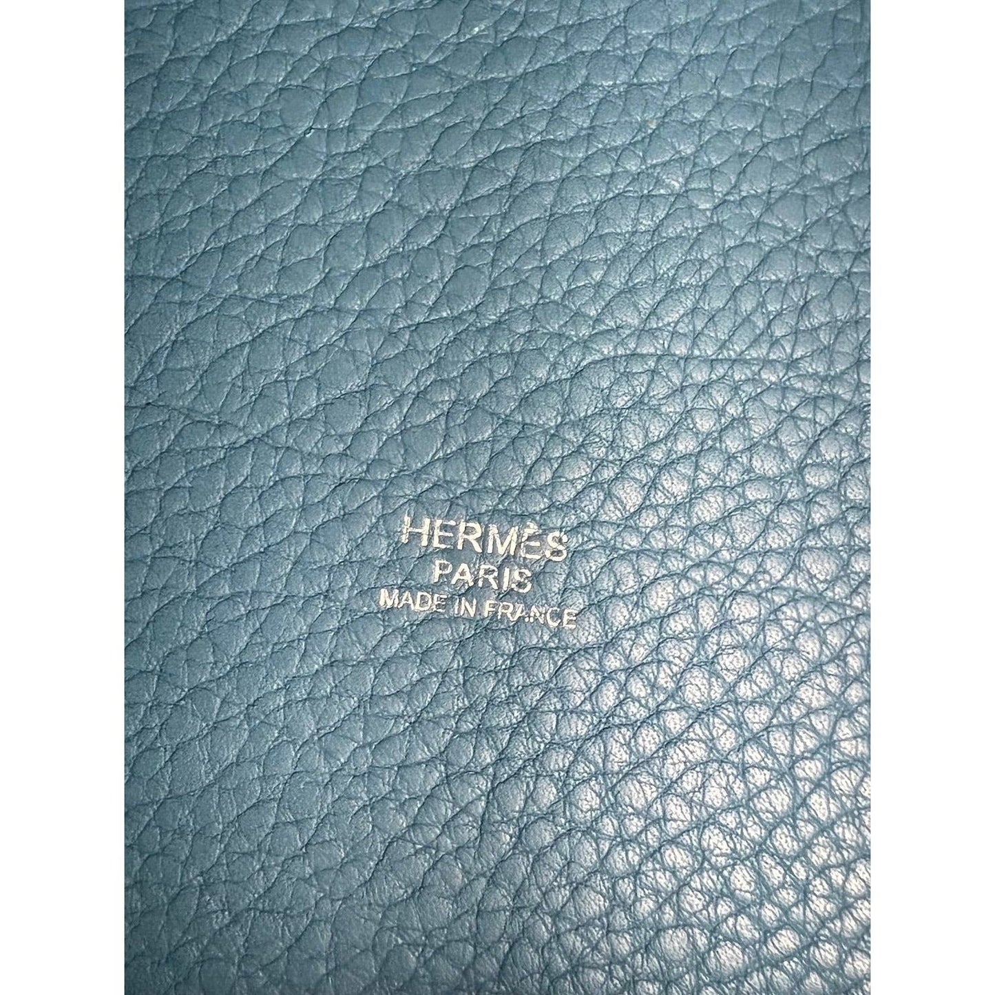 Hermes Taurillon Clemence Picotin 22 MM Blue Leather Hand Bag