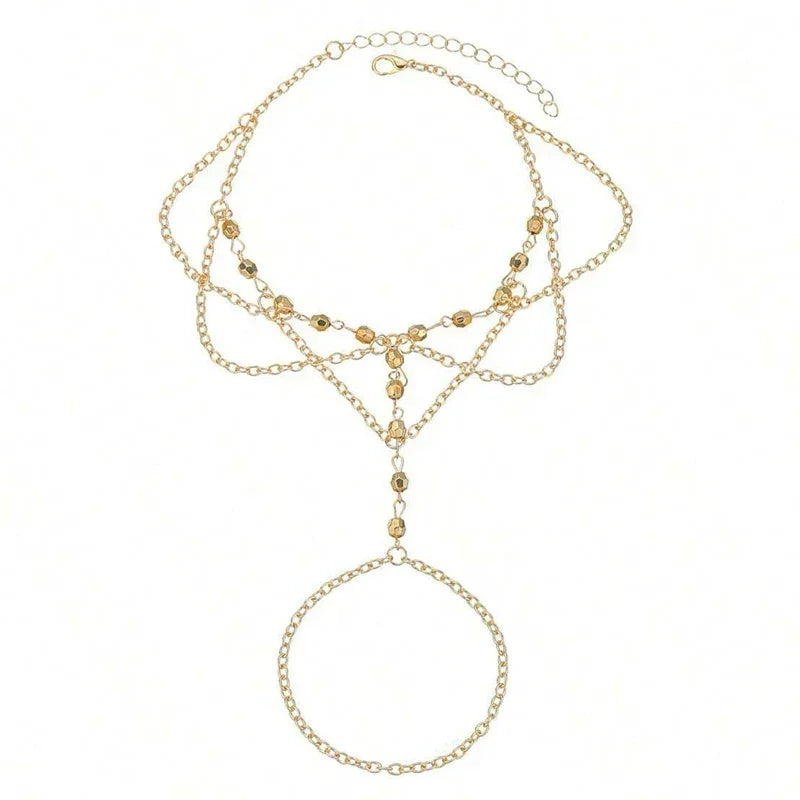 Boho Beaded Anklet for Women - Summer Beach Toe Bracelet, 22+5cm