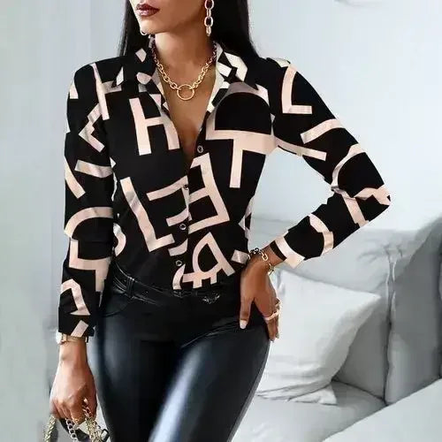 Black color Jazz Letter Print Blouse | Femstylo