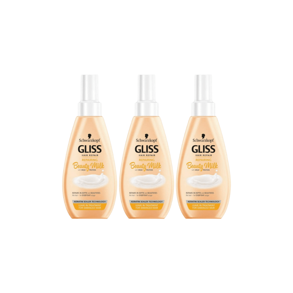 Schwarzkopf Gliss Hair Repairing Beauty Milk Protein Spray Care 150 ml 3 Pack