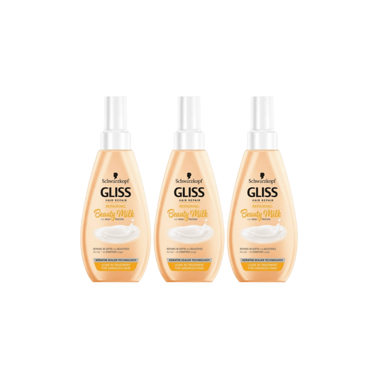 Schwarzkopf Gliss Hair Repairing Beauty Milk Protein Spray Care 150 ml 3 Pack