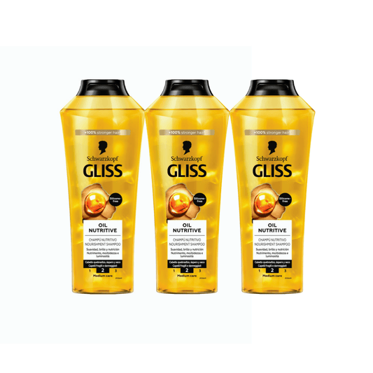 Schwarzkopf Gliss Oil Nutritive Nourishing Shampoo 400ml 3 Pack