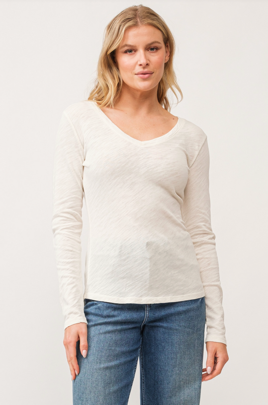 Alina V Neck in Antique White