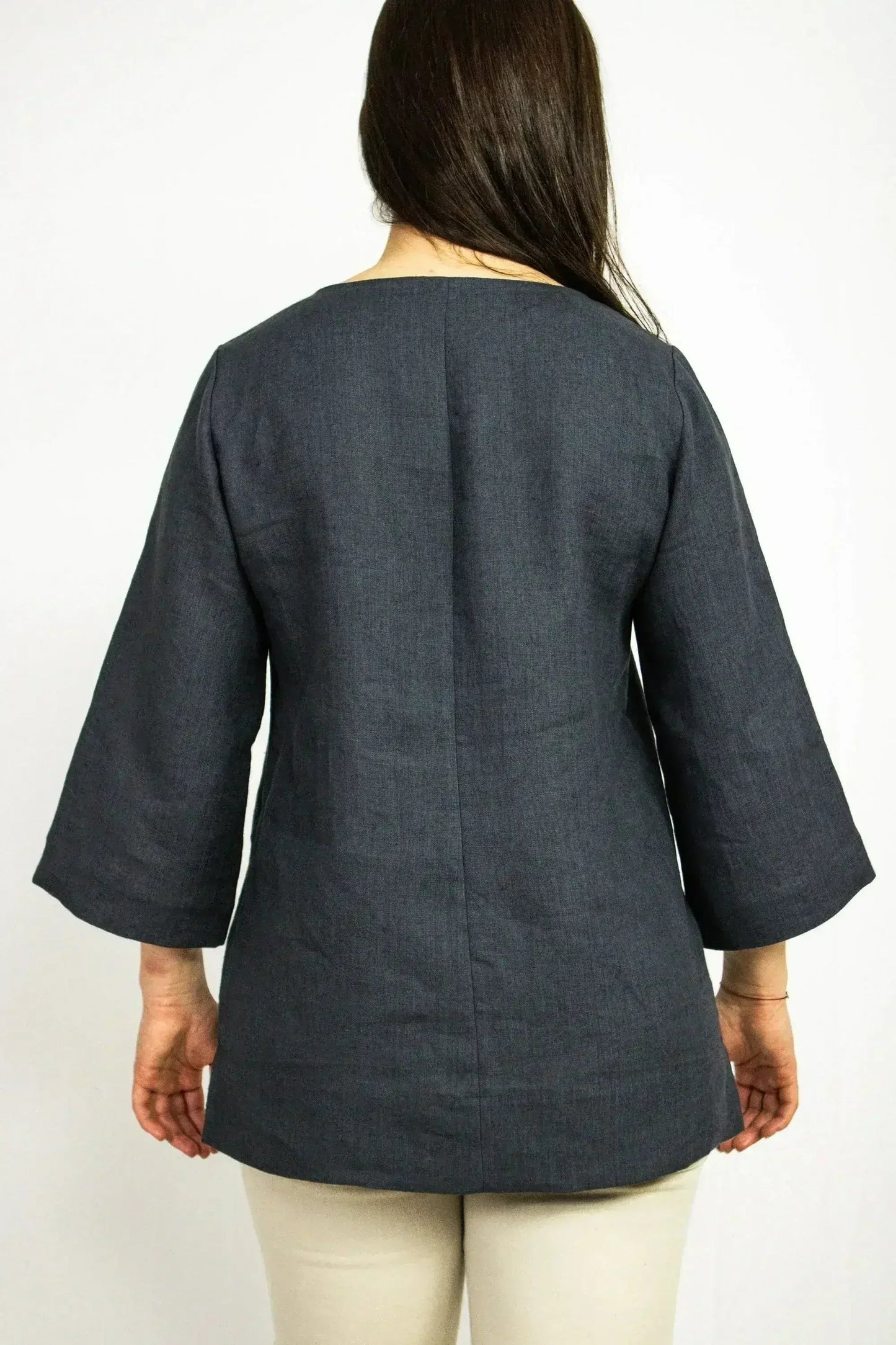 Asphalt Grey Linen Oversize Top – Modern & Comfortable Blouse